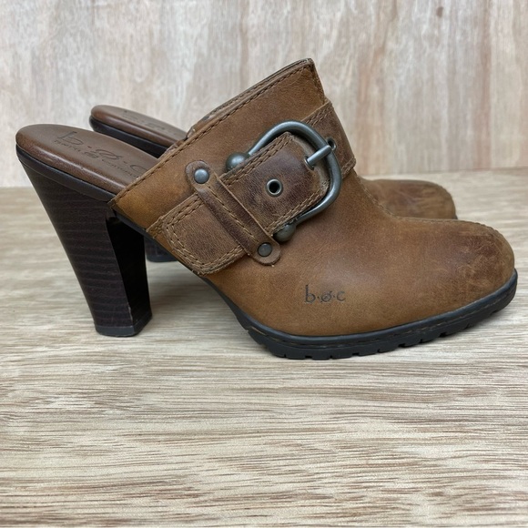 BORN CONCEPT Brown Leather Heeled Mules - Picture 2 of 13
